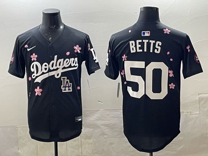 Men 2025 Nike Los Angeles Dodgers #50 Betts Black Game MLB Jersey 010->los angeles dodgers->MLB Jersey
